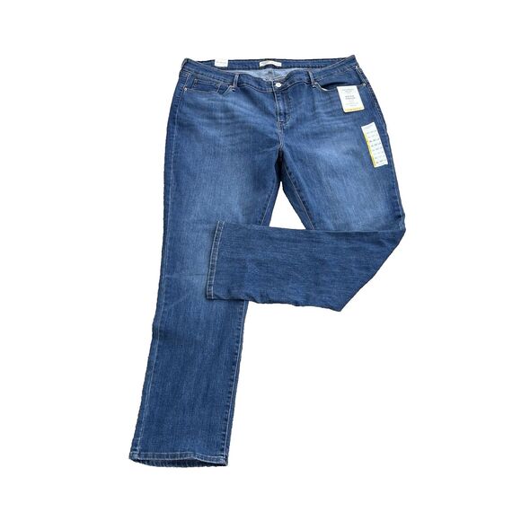 Levi Strauss Jeans Women Size 24L Mid-Rise Straight Leg Blue Denim Soft Stretch - Picture 2 of 8